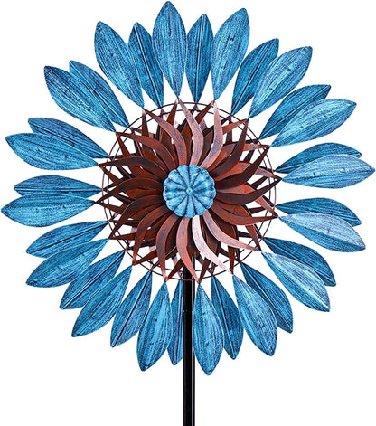 Garden Wind Spinners 360°, Outdoor Metal Windmill Yard Spinners Large 84 in Height 22 in Dia Dual Direction Dual Rotors Wind with Kinetic, Wind Spinner Outdoor Clearance for Yard and Garden Art Decor