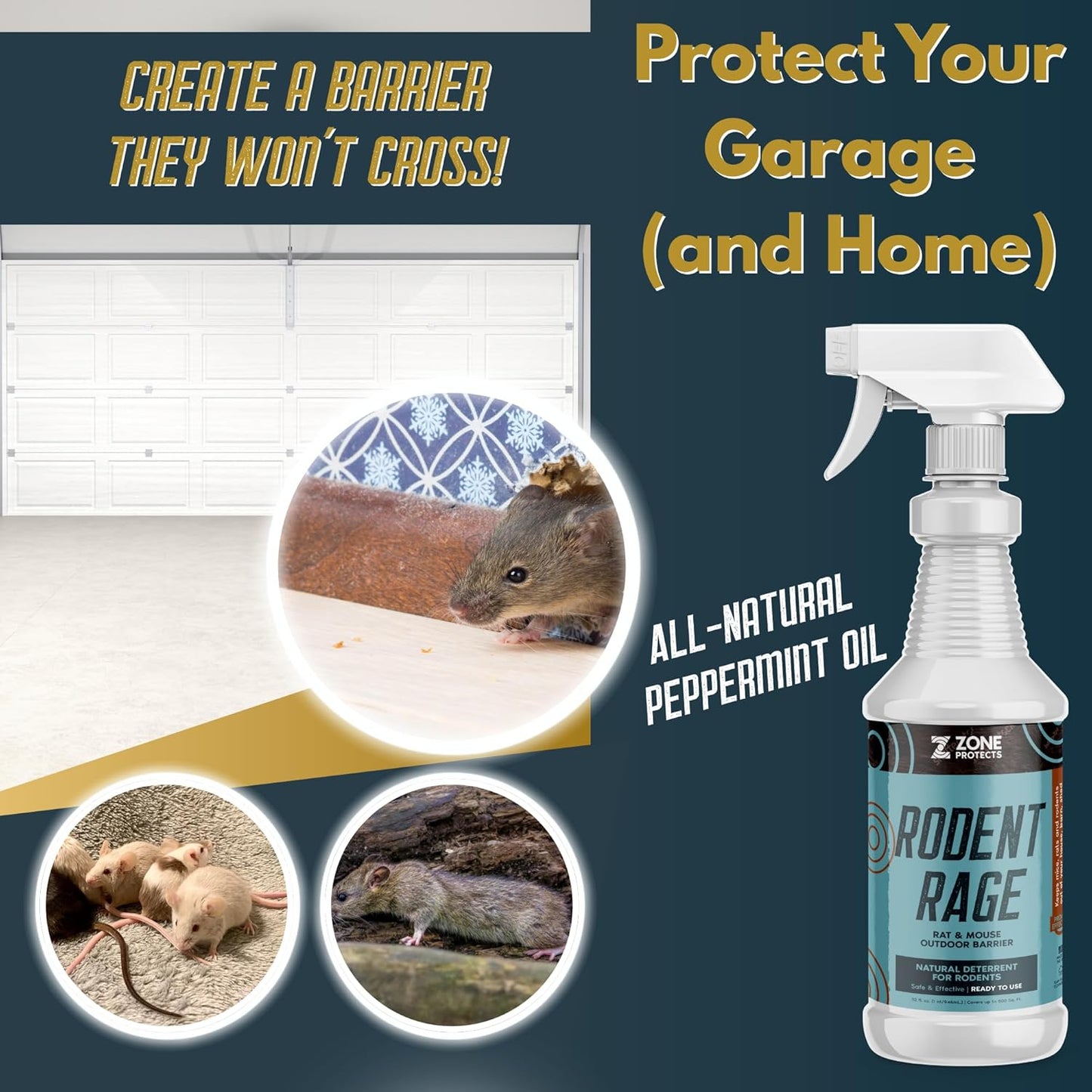 Rodent Rage Rat and Mouse Repellent; All-Natural Rodent Outdoor Barrier; Keeps Rats and Mice Out of Your Spaces