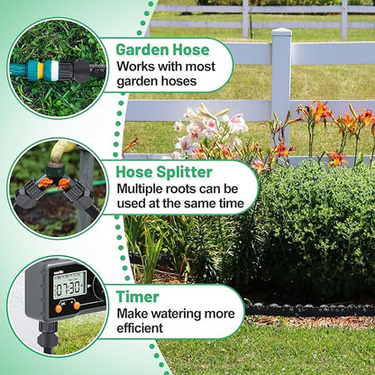 Soaker Hose 75FT for Garden Beds - 3/4" Heavy Duty Double Layer Drip Irrigation Hose, Save 85% Water- Linkable Flat Soaker Hose for Lawn Flower Bed Vegetable Field Effective Watering