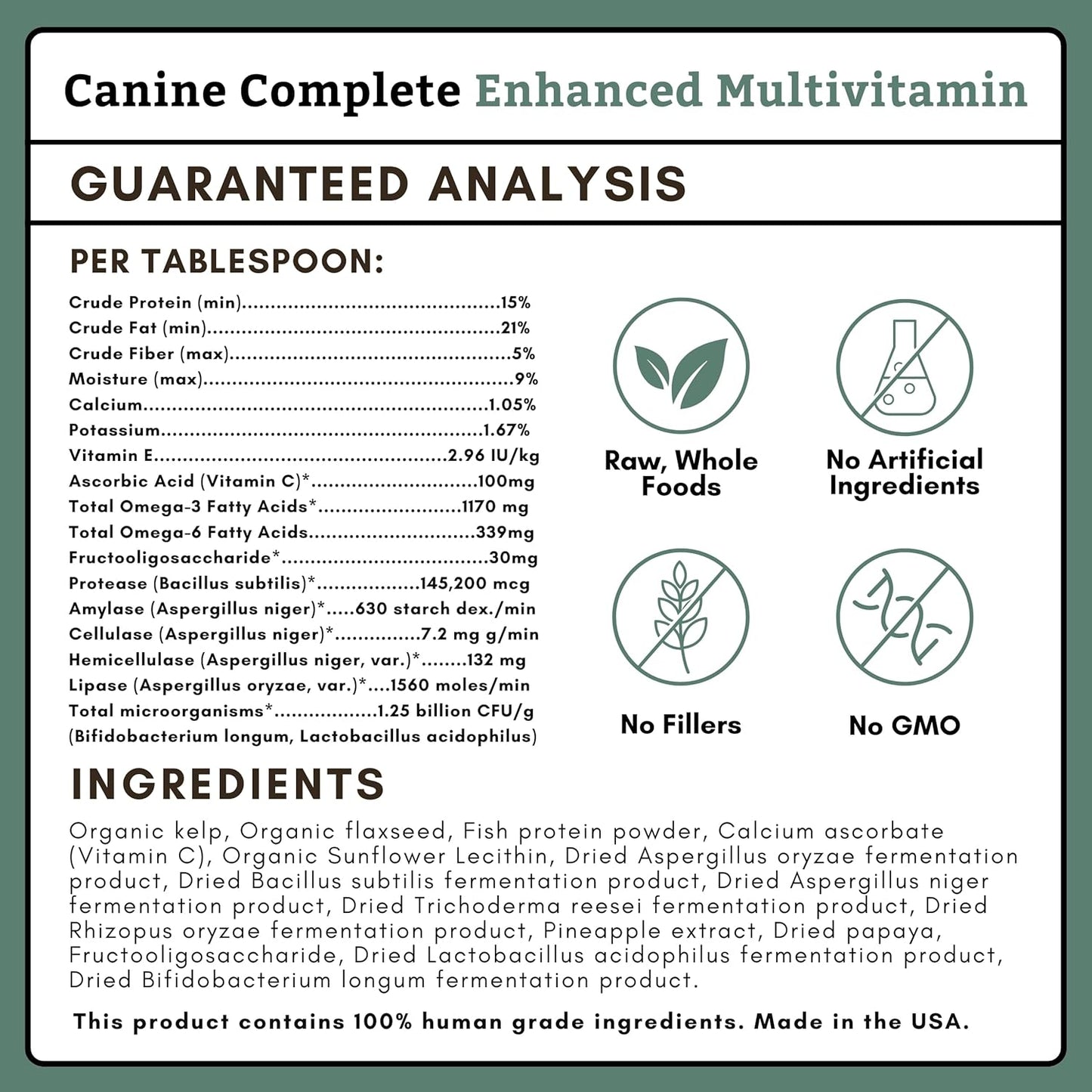 Wholistic Pet Organics Canine Complete - Dog Multivitamin Powder - 4 Lb - Daily Dog Vitamins and Supplements for Homemade Food - Immune System, Skin, Coat & Overall Health - Small and Large Breed