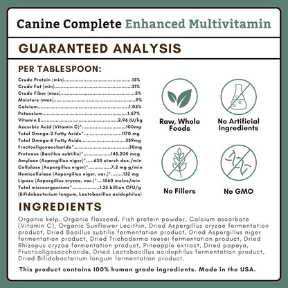 Wholistic Pet Organics Canine Complete - Dog Multivitamin Powder - 4 Lb - Daily Dog Vitamins and Supplements for Homemade Food - Immune System, Skin, Coat & Overall Health - Small and Large Breed