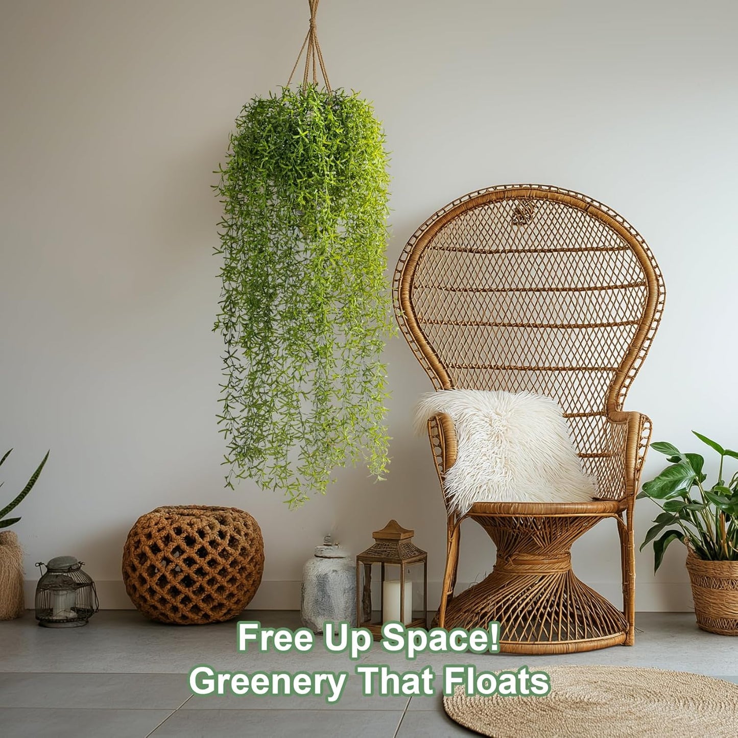 4PCS Fake Hanging Plants Set - Ultra Realistic Artificial Vine with Lifelike Leaves, Zero Maintenance Home & Office Decor for Wall, Shelf, Wedding Arch