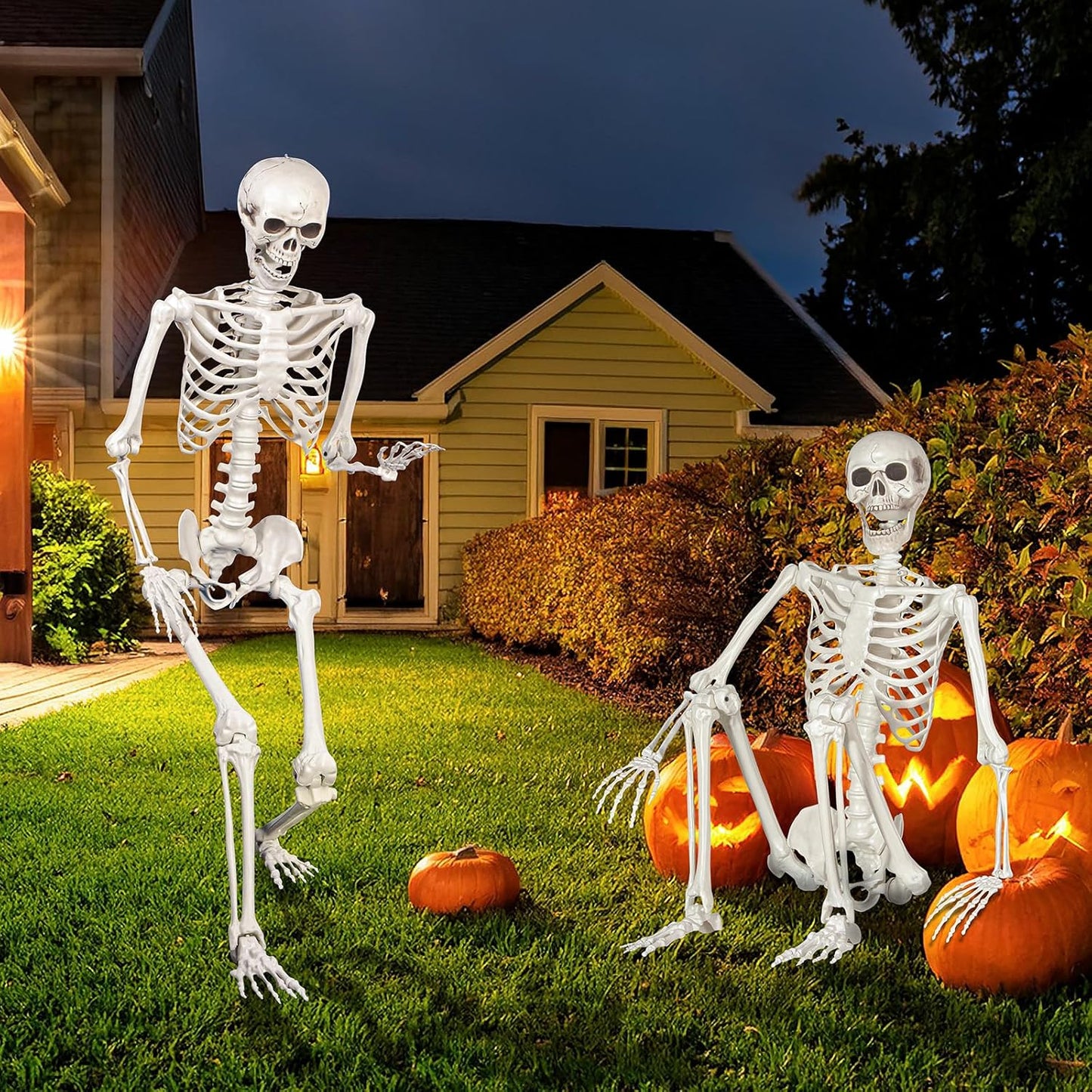 Halloween Skeleton, Realistic Life Size Skeleton with Movable Joints for Halloween Party Haunted House Indoor Outdoor Decoration (5.4ft-1P)