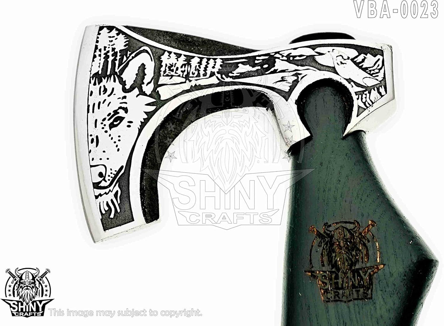 SHINY CRAFTS-Viking Axe Mens Axes Gifts for him Hatchet with Leather Sheath-Handmade Viking Axe with Carbon Steel Head Ashwood Handle Viking Gifts for Men with Premium Quality Leather Sheath (SCA 23)