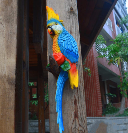 Tropical Hanging Parrot Decor,Resin Bird Figurines,Real Bird Statues,Home Ornament Decor for Tiki Bar,Perfect for Yard Ornaments,Tree Decorations Outdoor,Patio,Lawn,Tree Trunk, Porch