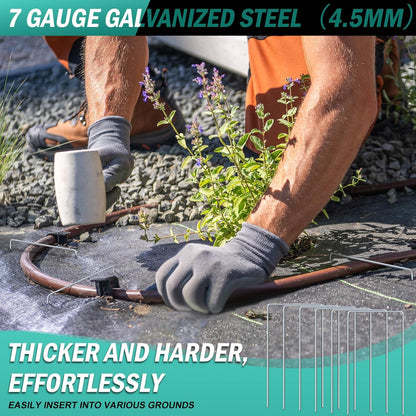 30 Pack Heavy Duty Wide Landscape Staples, 7 Gauge Galvanized Steel Turf Stakes Garden Stakes Bulk, U Type Anchor for Grass, Securing Weed Barrier Fabric, Pipes, Sod (12"x6")
