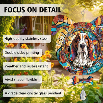 Basset Hound Dog Ears Wind Spinner, Basset Hound Wind Spinner Hanging for Yard and Garden