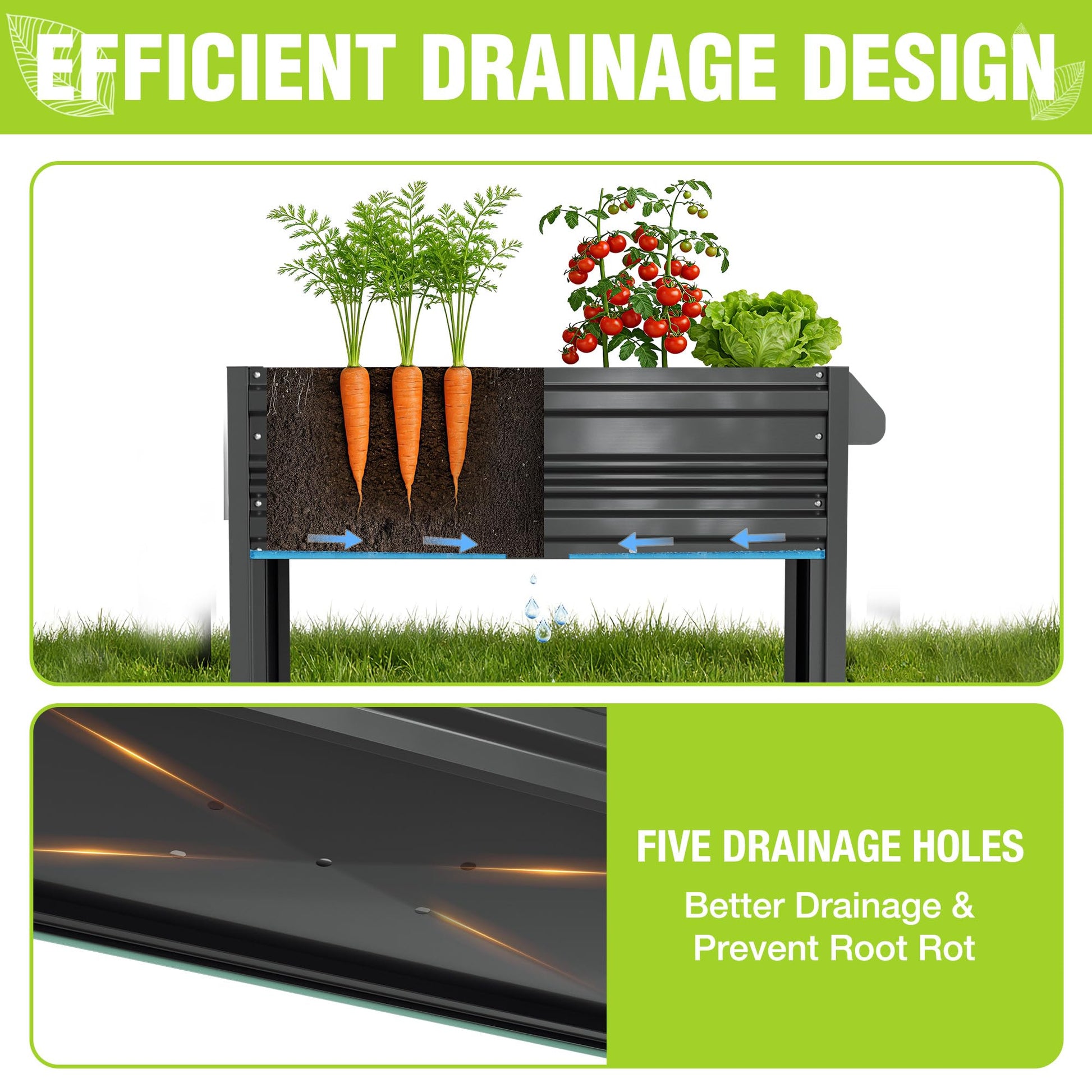 WORKPRO Galvanized Raised Garden Bed with Legs & Wheels, 37x14.6x31.6in, 400LB Capacity Elevated