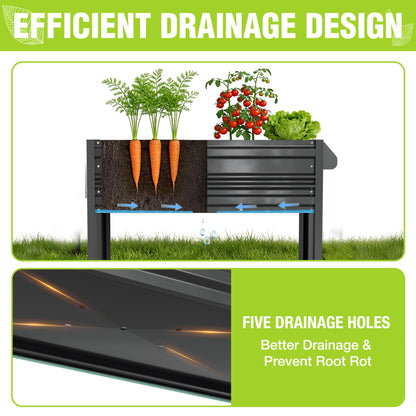 WORKPRO Galvanized Raised Garden Bed with Legs & Wheels, 37x14.6x31.6in, 400LB Capacity Elevated