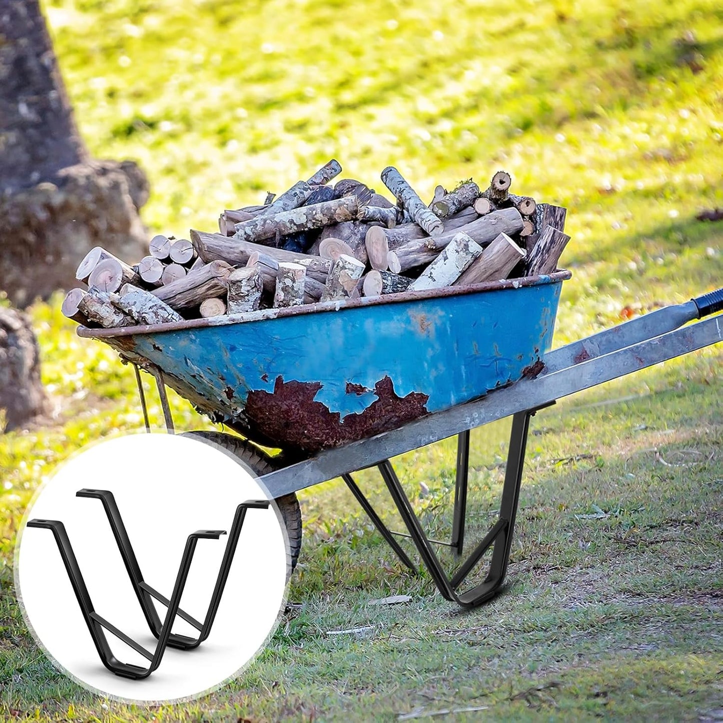 4 Pcs Heavy-Duty Steel Wheelbarrow Stands Trolley Replacement Parts Wheel Barrel Carretilla Bracket for Construction Wheelbarrows Yard Carts Carretillas para Construction Garden Carts