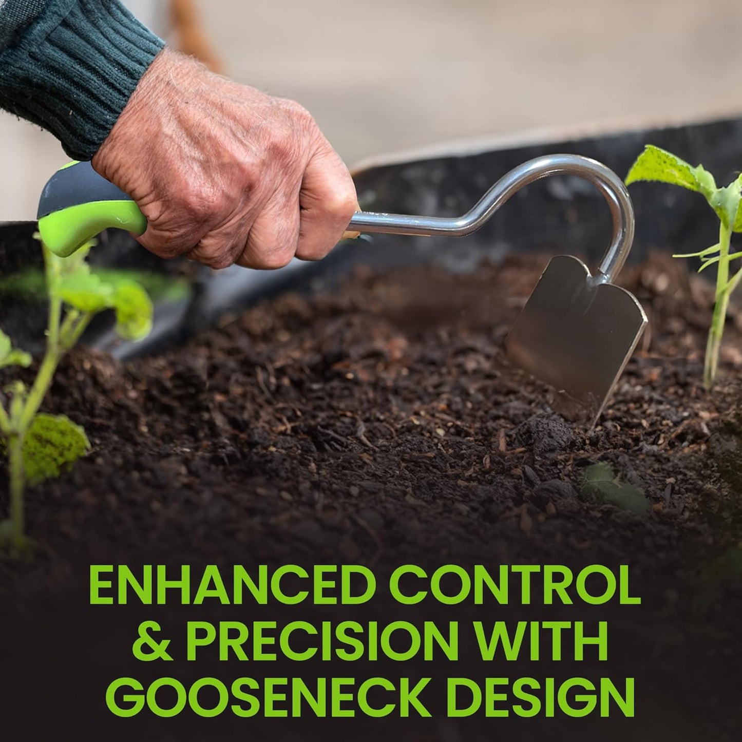 Garden Guru Hand Hoe Tiller Cultivator Tool - Stainless Steel for Ultimate Strength - Rust Resistant - Ergonomic Handle - Great for Gardening Digging Tilling Planting Cultivating Loosening