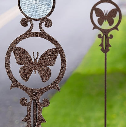 Touch of Class Pathways Reflective Driveway Marker Stake Set of Two for Outdoor Use | Butterfly Emblem Design | Personalized Tall Reflector Set of 2 | Weathered Bronze Durable Finish
