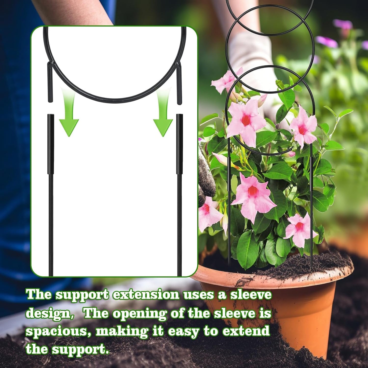 23Inch Outdoor Plant Trellis for Climbing Plants, Metal Garden Trellis for Potted Plants,Plant Stakes for Indoor Plants Accessories Hoya,Flower,Plant Support,Plant Gifts (23Inch-Circular)