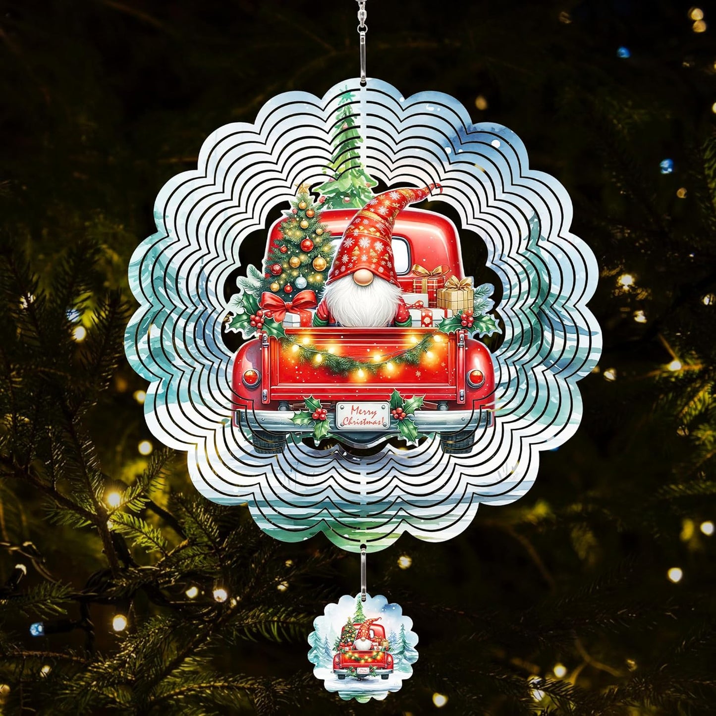 Wind Sculptures 3D Stainless Steel Christmas Decoration Garden Decoration Indoor Outdoor Hanging Ornament Worth Gift 12inch Santa Claus Metal Wind Sculptures