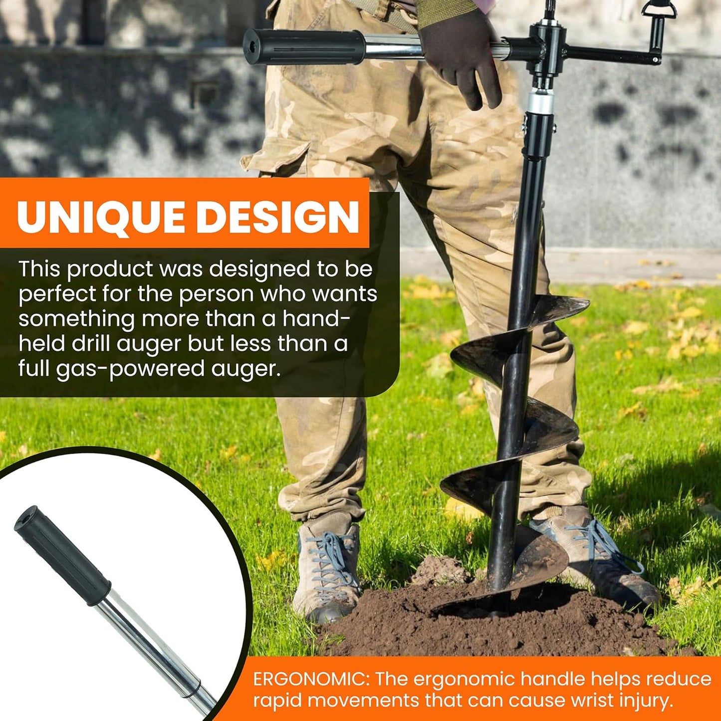 Auger Post Hole Digger 6" Wide 32" Deep - Earth Auger - Trench Digger - Hole Digger for Fence Posts - Post Digger - Hole Digger Tool - Electric Post Hole Digger Handles - Hand Auger Post Hole Digger