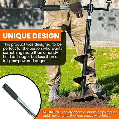 Auger Post Hole Digger 10" Wide 32" Deep - Earth Auger - Trench Digger - Hole Digger Tool for Fence Posts - Electric Post Hole Digger Handles