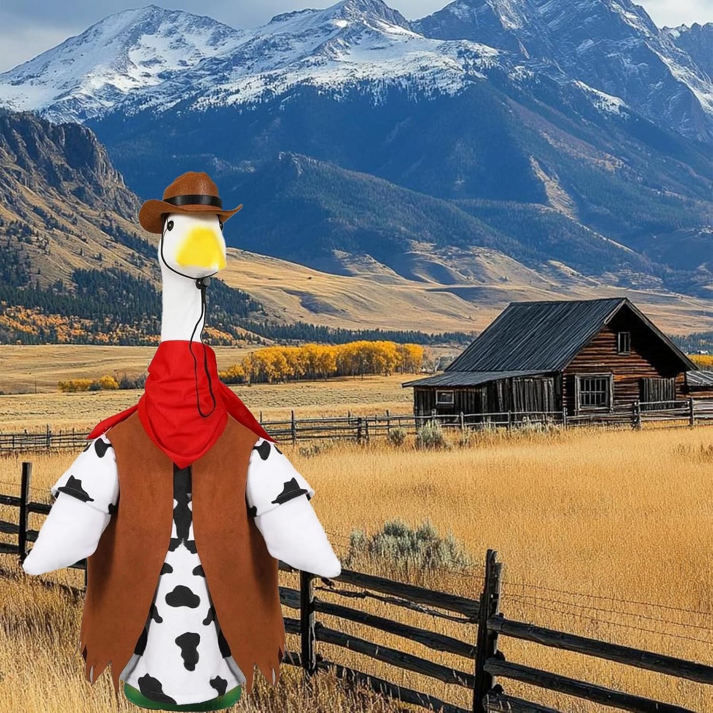 Porch Goose Outfits for 23" Plastic Porch Goose Cowboy Outfit Goose Clothes for Cement Goose for Indoor Outdoor Garden Yard Lawn Patio Art Decor(NZZ)