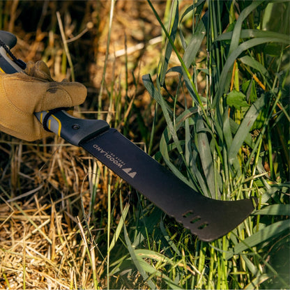 Woodland Tools Super Duty Brush Axe – 9 Inch Curved Blade with Triple Pinned Full Tang, Long Handle, Batoning Spine, and Ballistic Nylon Sheath – Manual Tool for Brush Clearing and Trail Work