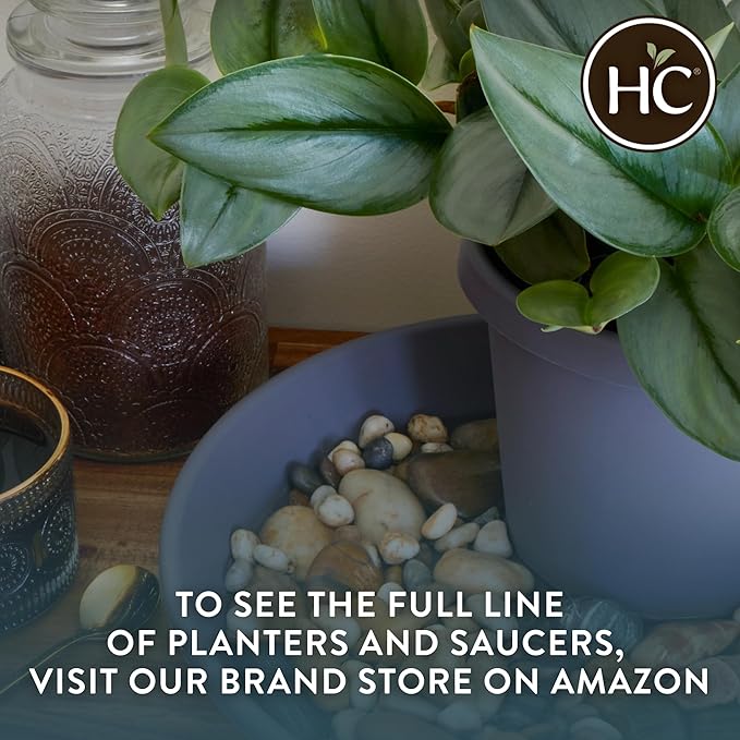 The HC Companies 17 Inch Round Classic Planter - Plastic Plant Pot for Indoor Outdoor Plants Flowers Herbs, Sandstone