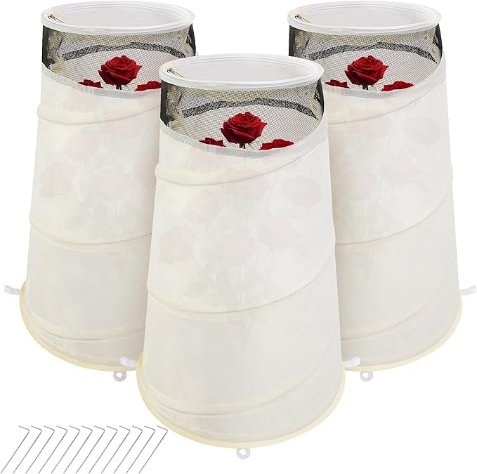 3 Pcs Pop Up Rose Cones for Winter Protection, 20" x 13" x 9" Winter Rose Collars Protective Cover, Freeze Protection Roses Bush Cover for Protecting Against Frost Wind and Animals Eating