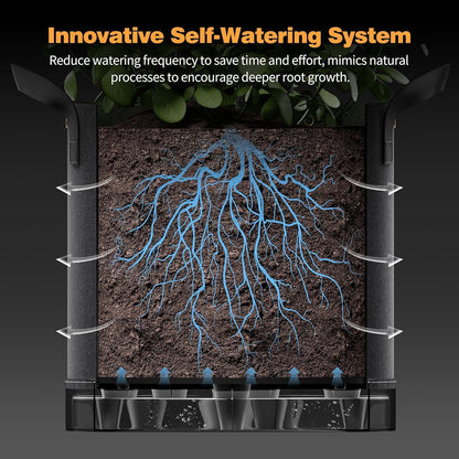 Self-Watering Grow Bags, 5-Pack 3 Gallon 420G Thick Nonwoven Fabric Pots with Reinforced Handles and Multi-Purpose Rings, for Low Stress Plant Training Fruits, Vegetables,and Flowers