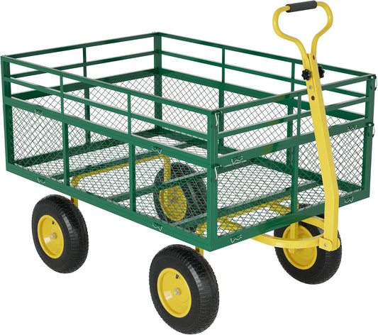 3-in-1 Heavy-Duty Steel Garden Cart, 1400 Lbs Garden Wagon, with 13 Inch All-Terrain Tires and
