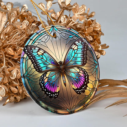 Colorful Ceramic Butterfly Christmas Ornament for Tree, Holiday Decor, Butterfly Lovers Gifts, Christmas Ornament Gift Ideas