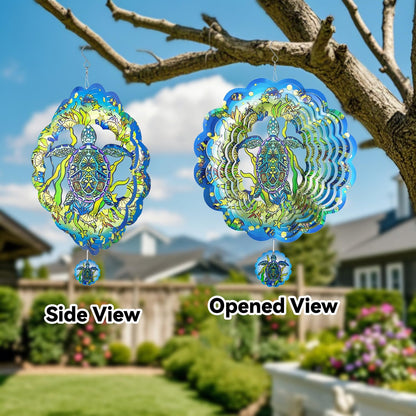 Wind Spinners,12 inch Sea Turtle with 360° Swivel Hook for Yard and Garden, Bird Wind Catcher, Metal Wind Spinners Outdoor for Lawn Hanging Crafts Decor Kinetic Yard Art Ornament Gifts