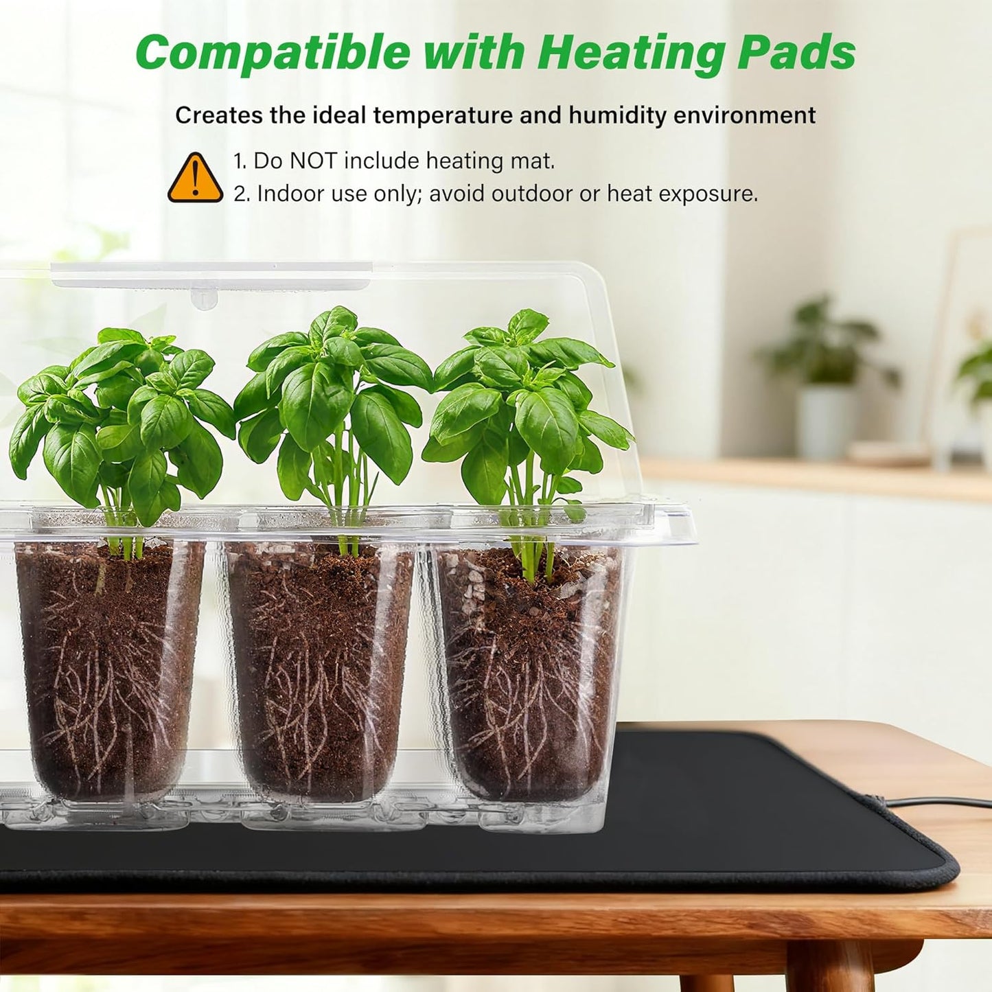 Bonviee 5-Pack Seed Starter Trays for Indoor Germination – Humidity Dome to Regulate Temperature & Humidity, Clear Tray for Root Observation, Drain Holes to Prevent Overwatering (5 Packs, Clear)