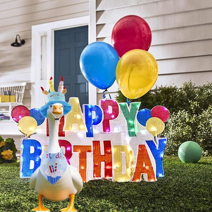 Porch Goose Outfits for 23" Plastic Porch Goose Birthday Outfit Goose Clothes for Cement Goose for Indoor Outdoor Garden Yard Lawn Patio Art Decor(Blue)
