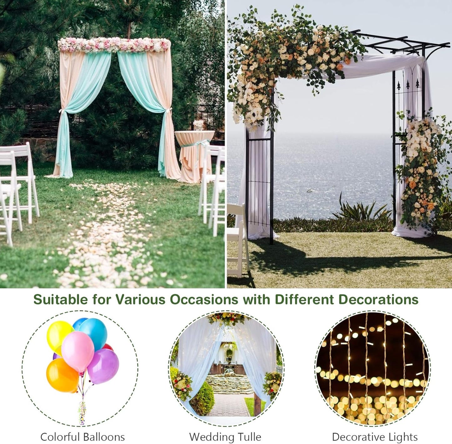 Safstar Metal Arch, 81-Inch Outdoor Garden Arbor for Various Climbing Plant Flower, Wedding Arch Backdrop Arch Stand for Wedding Garden Bridal Party Ceremony Decoration, Easy-to-Assemble, Black