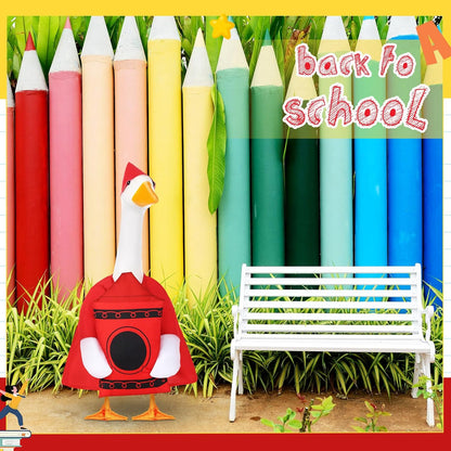 2 Pcs Porch Goose Outfit Halloween Geese Crayon Bus Teacher Cosplay Clothes for 23" Lawn Cement Goose Halloween Garden Patio Yard Outdoor Decorations(Large Crayons)