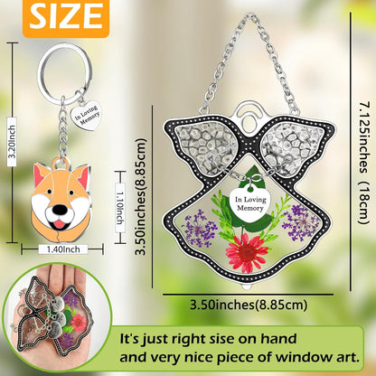 KY&BOSAM Angle Suncatcher in Loving Memory Glass Sun Catchers for Windows Hanging Wind Chime Ornament Pressed Real Flower and Metal Heart Charm Sympathy Bereavement Memorial for Loss Gift