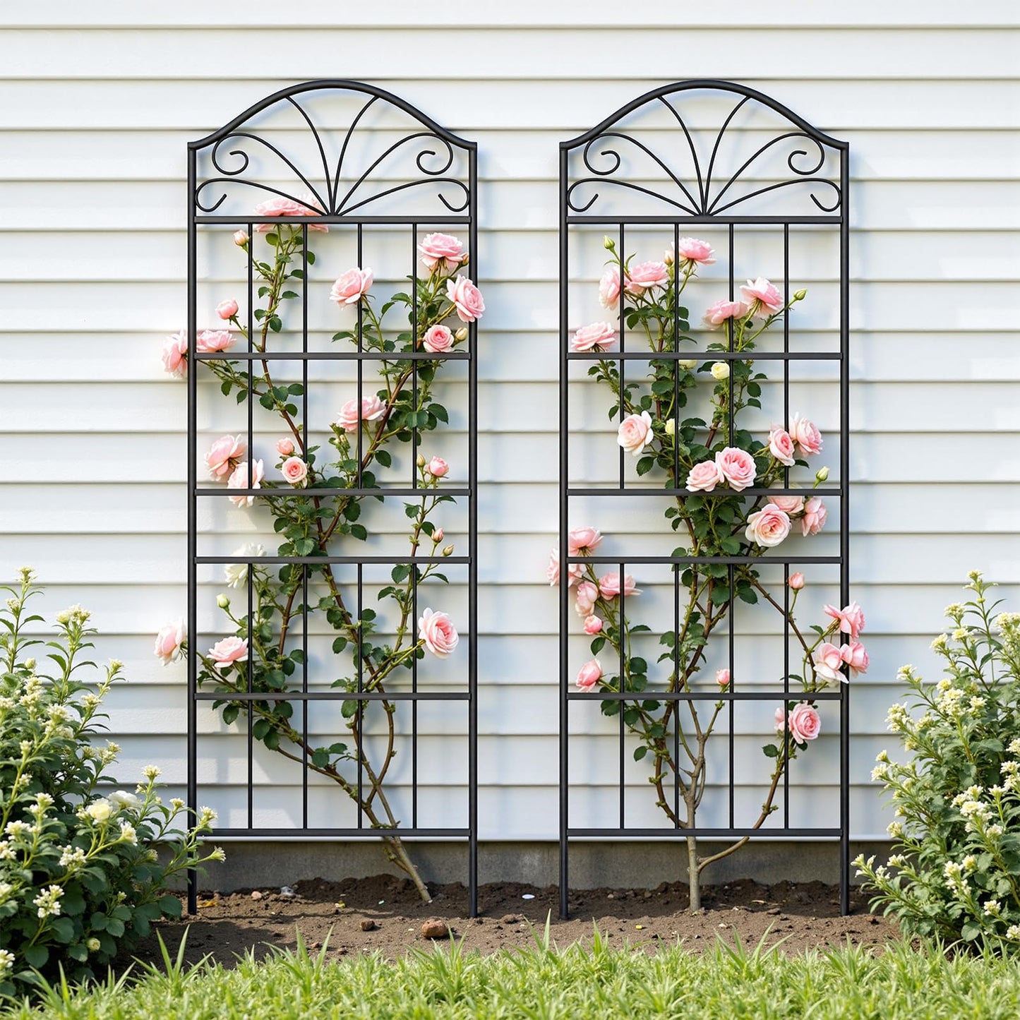 VOXOR Metal Trellis for Climbing Plants Outdoor, 60 * 19.7 Inch Tall Garden Trellis with Black