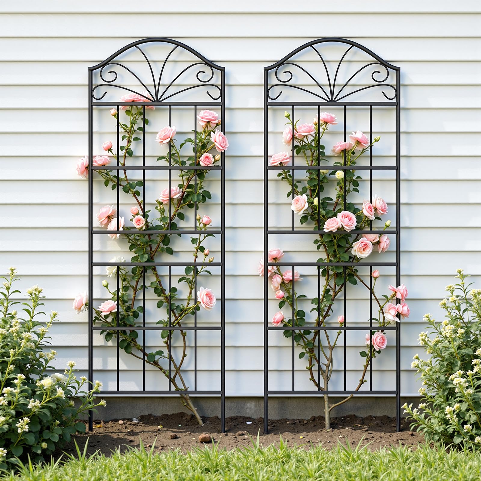 VOXOR Metal Trellis for Climbing Plants Outdoor, 60 * 19.7 Inch Tall Garden Trellis with Black