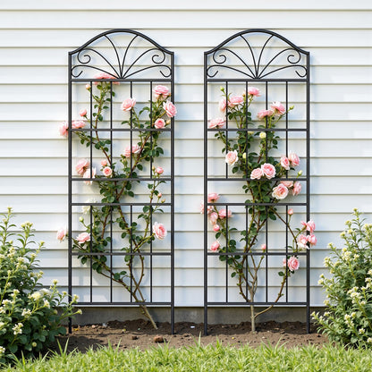 VOXOR Metal Trellis for Climbing Plants Outdoor, 60 * 19.7 Inch Tall Garden Trellis with Black