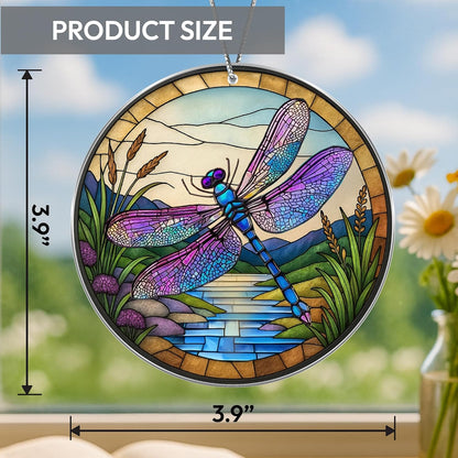 Dragonfly Gifts for Women, Dragonflies Decor Suncatcher Effect, Dragon Fly Stained Glass Effect, Dragonfly Ornaments for Christmas Tree Decoration, Birthday Gift for Mom (Nature’s Melody)