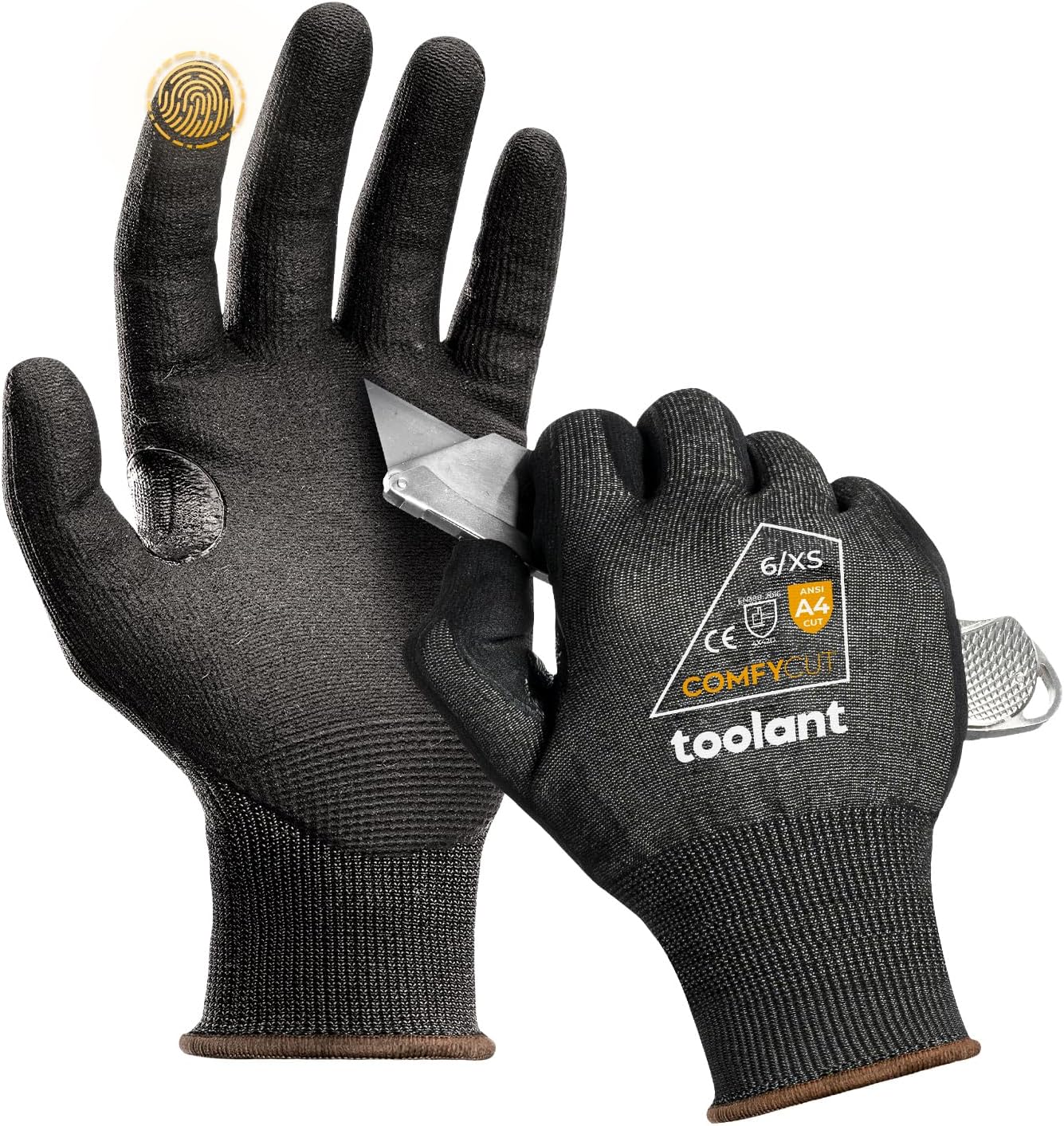 toolant ANSI A4 Cut Resistant Work Gloves without Steel and Fiberglass, Ultra Light & Thin, for Fishing, WoodCarving