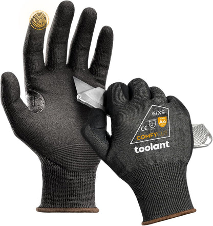 toolant ANSI A4 Cut Resistant Work Gloves without Steel and Fiberglass, Ultra Light & Thin, for Fishing, WoodCarving