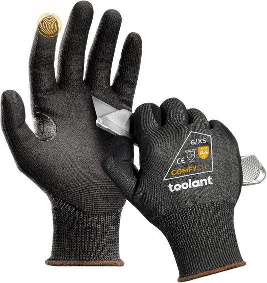 toolant ANSI A4 Cut Resistant Work Gloves without Steel and Fiberglass, Ultra Light & Thin, for Fishing, WoodCarving