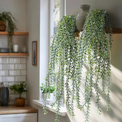 Artificial Hanging Plant 2 Pcs Faux Plant Ivy Vine Faux Eucalyptus Vines Fake Potted Greenery for Wall Living Room Home Shelf Office Bathroom Outdoor Indoor Decor (Type 5)