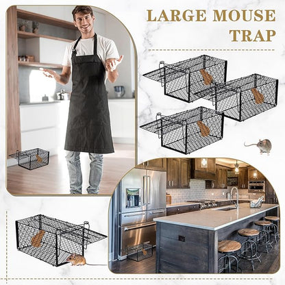 Qualirey 6 Pcs Humane Rat Trap Small Chipmunk Mouse Squirrel Cage Rodent Animal Mice Voles Hamsters Cage Catch and Release Trap for Home Garden Indoor Outdoor(15.4 x 5.5 x 5.5 Inch)