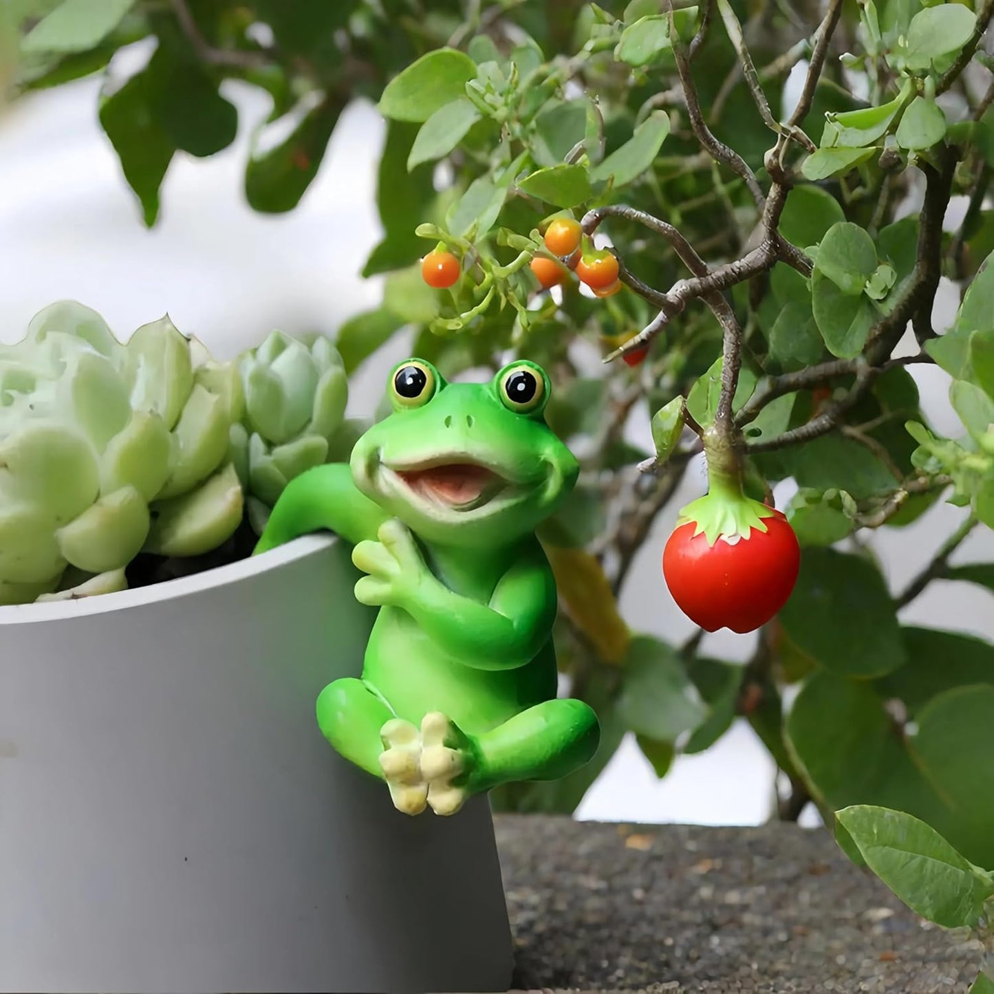 3 PCS Playful Frog Statues Pot Hugger Decorations for Plant, Miniature Frog Figurines,Women Gifts,Garden Decor Outdoor, Suitable for Flower, Courtyard and Lawn Decorations