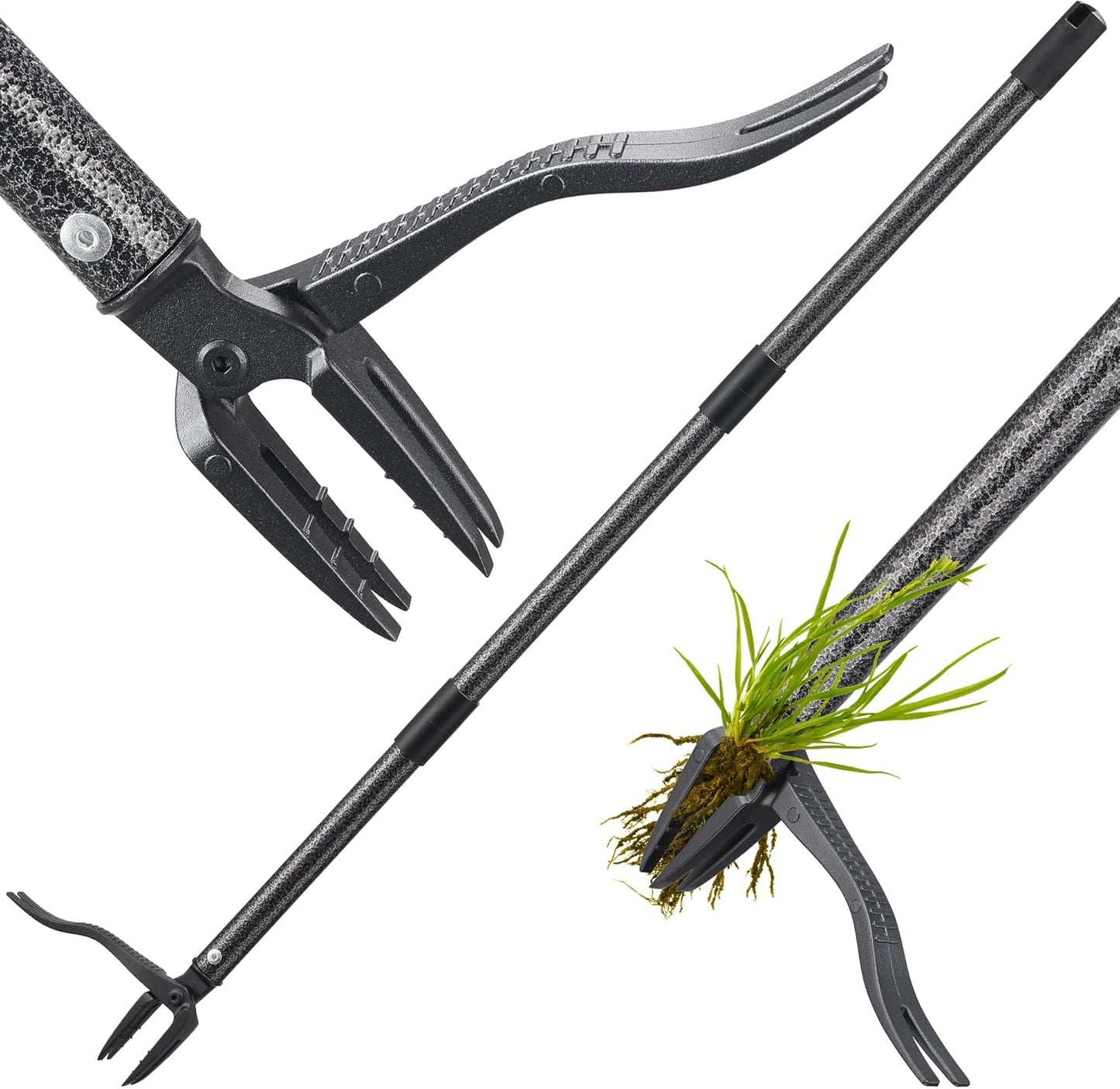 Weed Puller Tool, 61" Stand Up Heavy Duty Gardening Hand Weeder Tools with 4 Claw Steel for Dandelion, Horseweed, Thistle, Remove Weeds Without Bending, Kneeling, Pulling
