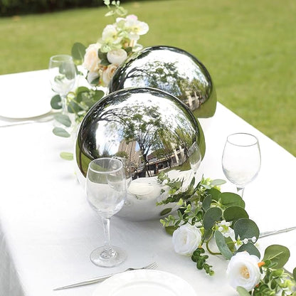 Balsa Circle 16 in Silver Stainless Steel Globe Gazing Reflective Mirror Balls Outdoor Garden Decor Centerpieces Wedding Party Events Reception Home Decorations Modern Ornaments Landscaping Accents