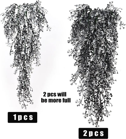 RECUTMS Artificial Hanging Plants 4 Pcs Fake Ferns Artificial Plants Large Faux Hanging Plant Wall Plants Fake Ivy Room Home Garden Wedding Halloween Party Indoor Outdoor Decor(Black White)