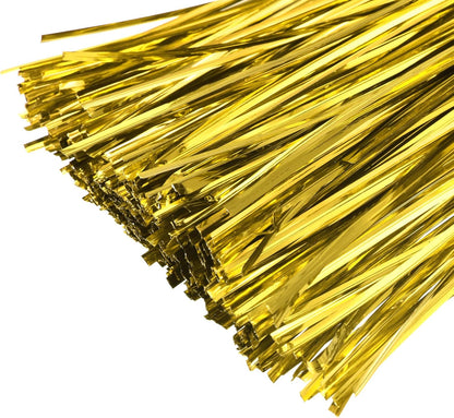 MECCANIXITY Foil Twist Ties 12" 30cm Metallic Plastic Closure Tie for Tying Bread, Candy, Cookies, Gift Bags Arts Crafts Ties Gold Tone Pack of 750