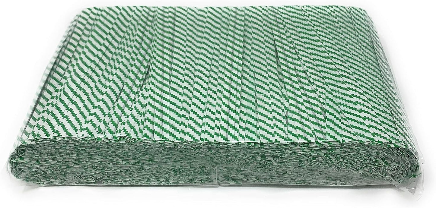 4" Length Twist Ties, 2000 Green White Plastic Coated, No Rip, Paper Ties Cello General Use, Party Favor Treat Bags, Small Orders Packaging, Closures to Secure Product (2000 Green White)