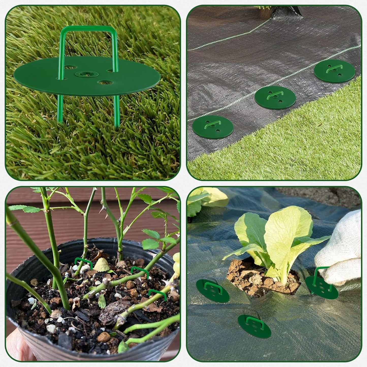 100 PCS Landscape Staples + 100 PCS Gaskets, U-Shaped Galvanized Garden Stakes Landscaping Fabric Sod Pins, Landscape Pins Stakes for Weed Barrier Fabric Ground Cover, 6 Inch