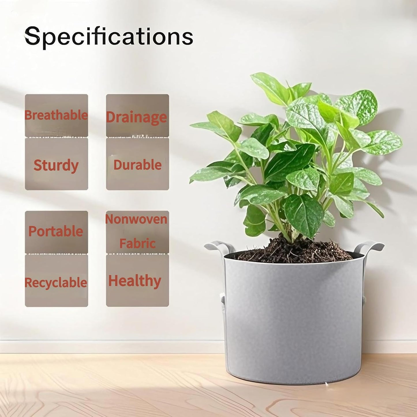 Grow Bags,Gallon Pot,Gallon Grow Bag,Fabric Plant Vegetable Pots with Handles,2-12 Nursery Pot Gallon Grow Bags with 1 Non-Slip Gardening Gloves,5pcs (3 Gallon)